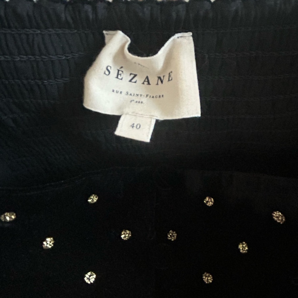 Sezane Annelise Blouse Velours Noir Pois Glitter - Size 40/8 - Picture 4 of 5